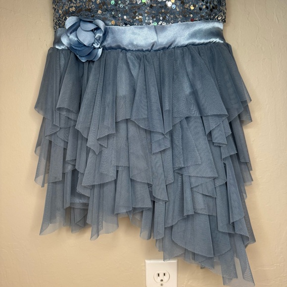 BISCOTTI Blue Sequin Tiered Special Occasion Dress Fancy Party Size 12 - Picture 6 of 16